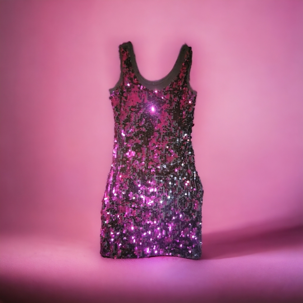 Purple and Black Sequin Dress Size Small